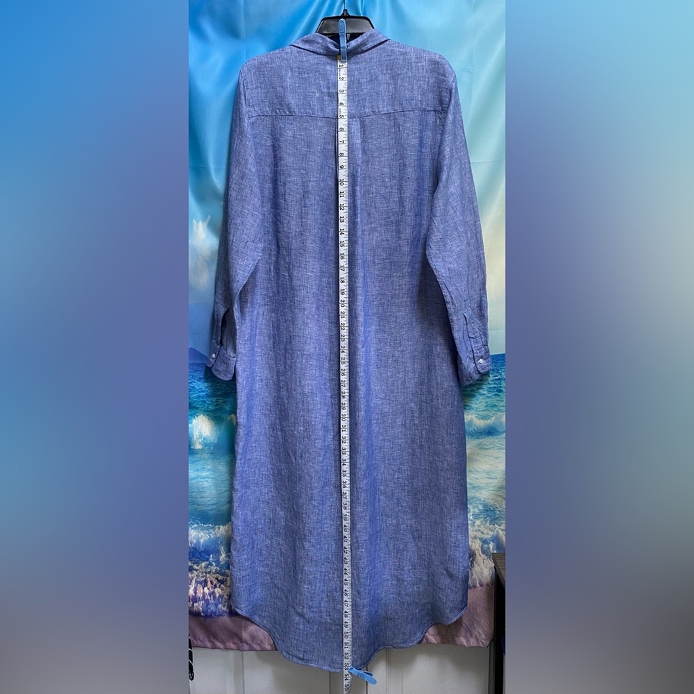 Frank & Eileen Rory Long Sleeve Linen Shirtdress dress Size: M FAMOUS BLUE - Picture 11 of 14